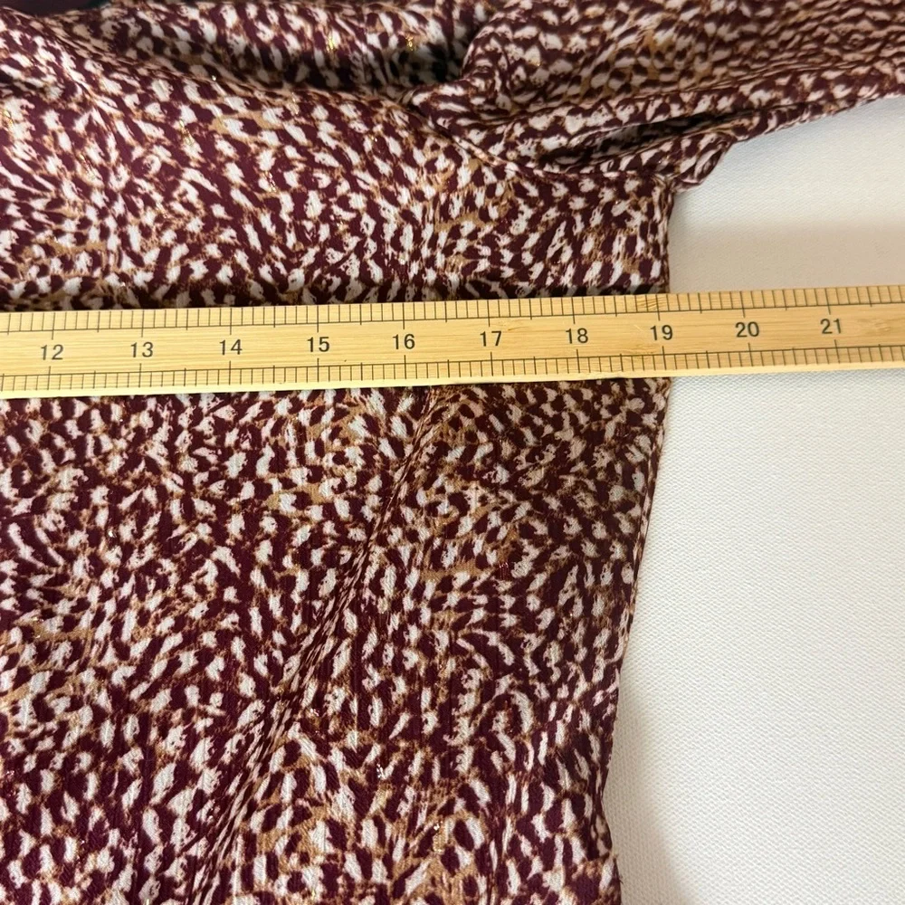 Express Burgundy Wine Boho Ruffle Tie Waist Mini Dress M Fall Holiday Chic - Picture 8 of 9